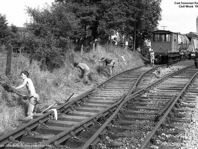 ESR Civil week 1986.The pway dept at work on track drainage up at the shed.
